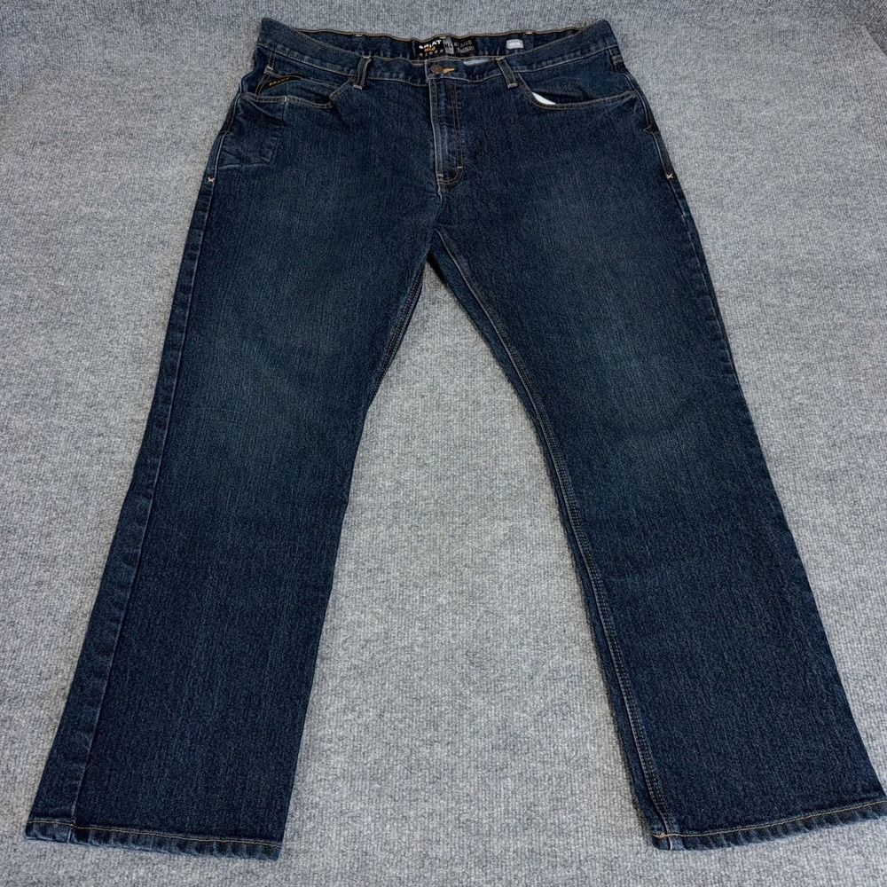 Ariat Jeans Men 40x30 Blue Dark Wash Denim Rebar M4 Relaxed Straight